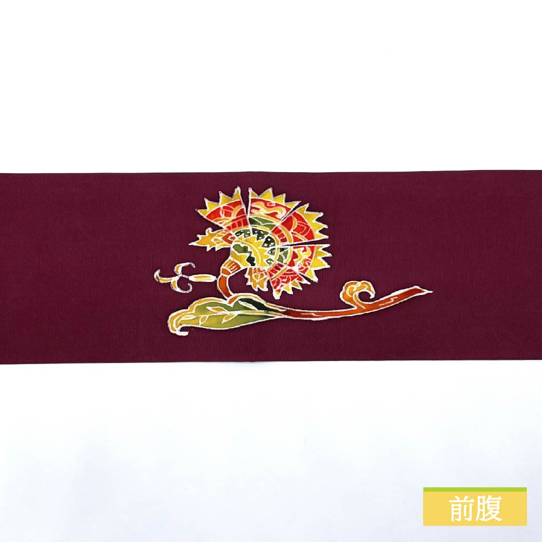 Nagoya obi, reddish purple, dyed obi, abstract flower, obi length 348cm, pure silk, S rank, point pattern, casual, purple, 1124007622320, Nagoya style