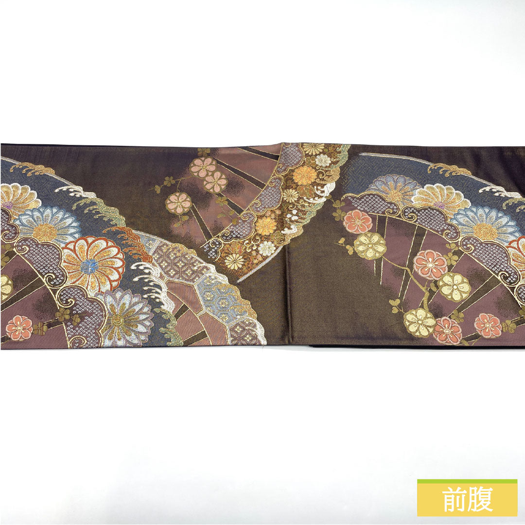 A-Rank Pure Silk Fukukakeshi Murasakiiro (Deep Purple Obi) Nishijin-ori (Nishijin-ori) with Auspicious Motifs, Gold Threading, Length 416cm, Six-Ply, Formal, Purple, Item Number 1123017043320
