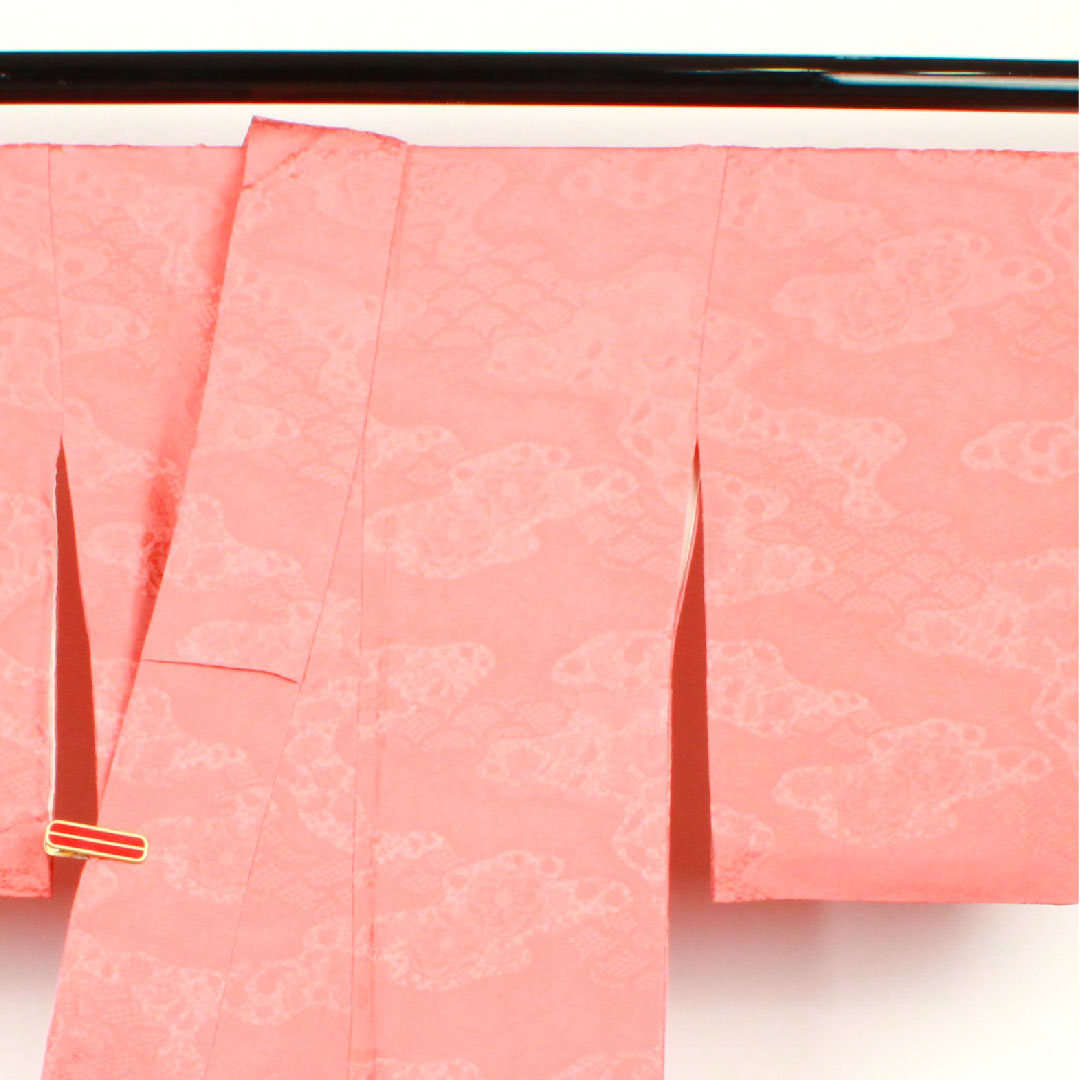 Solid color, medium red, Tsujigahana, Sword and Scissors, Length 155.5cm, Sleeve length 64.5cm, Lined, Pure silk, S rank, Vermilion, 1114000492316