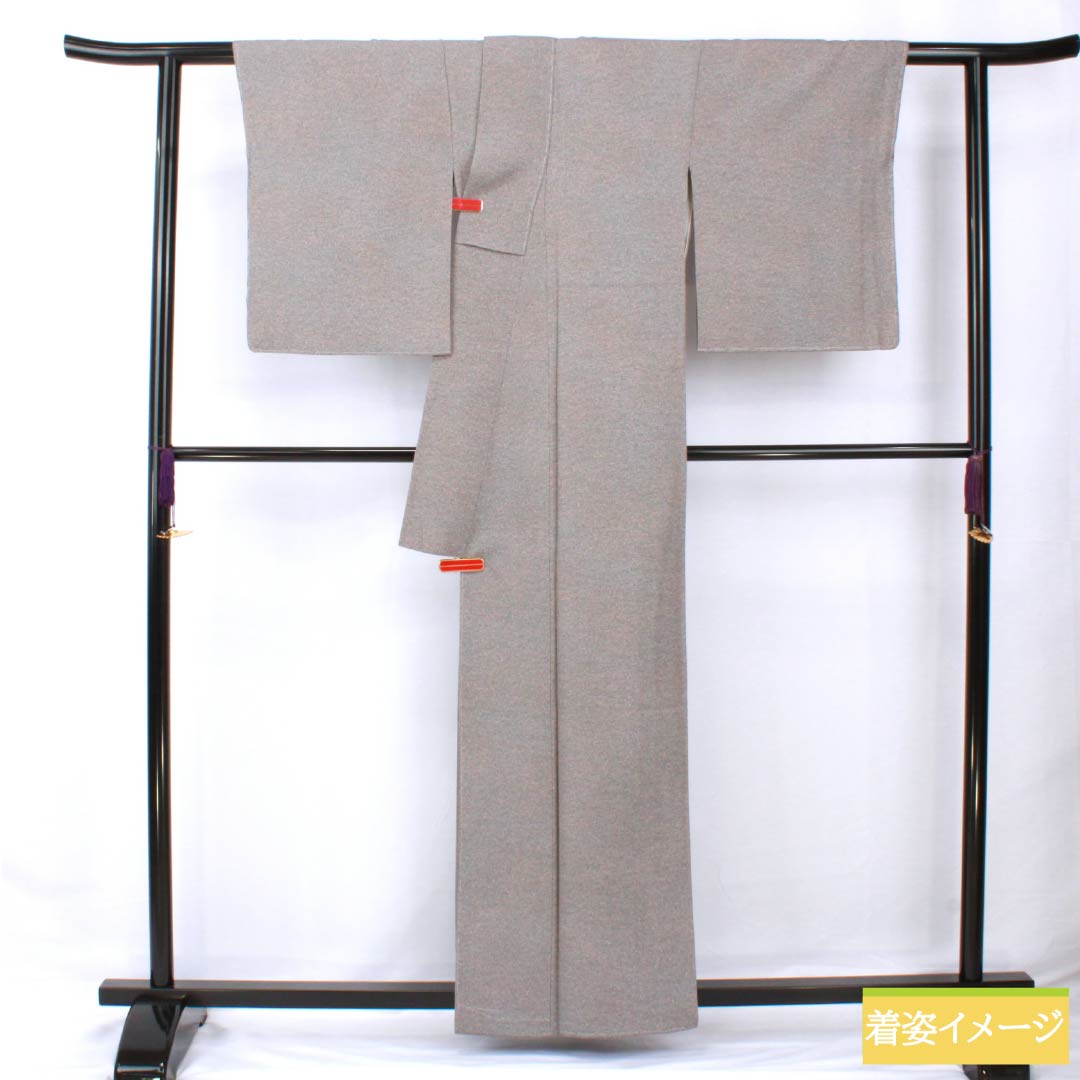 Komon, pure silk, length 160cm, sleeve length 64.5cm, lined, smoked silver, tataki-dyed, with basting thread, S rank, gray, 1115005842422
