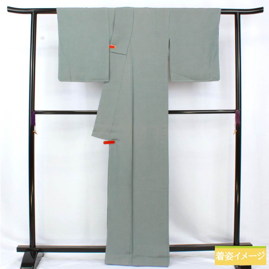 小紋 正絹 身丈165cm 裄丈63cm 袷 沈香茶色(とのちゃいろ) 江戸小紋 一つ紋 丸に違い鷹の羽 鮫小紋 Aランク グレー系 1115005063522