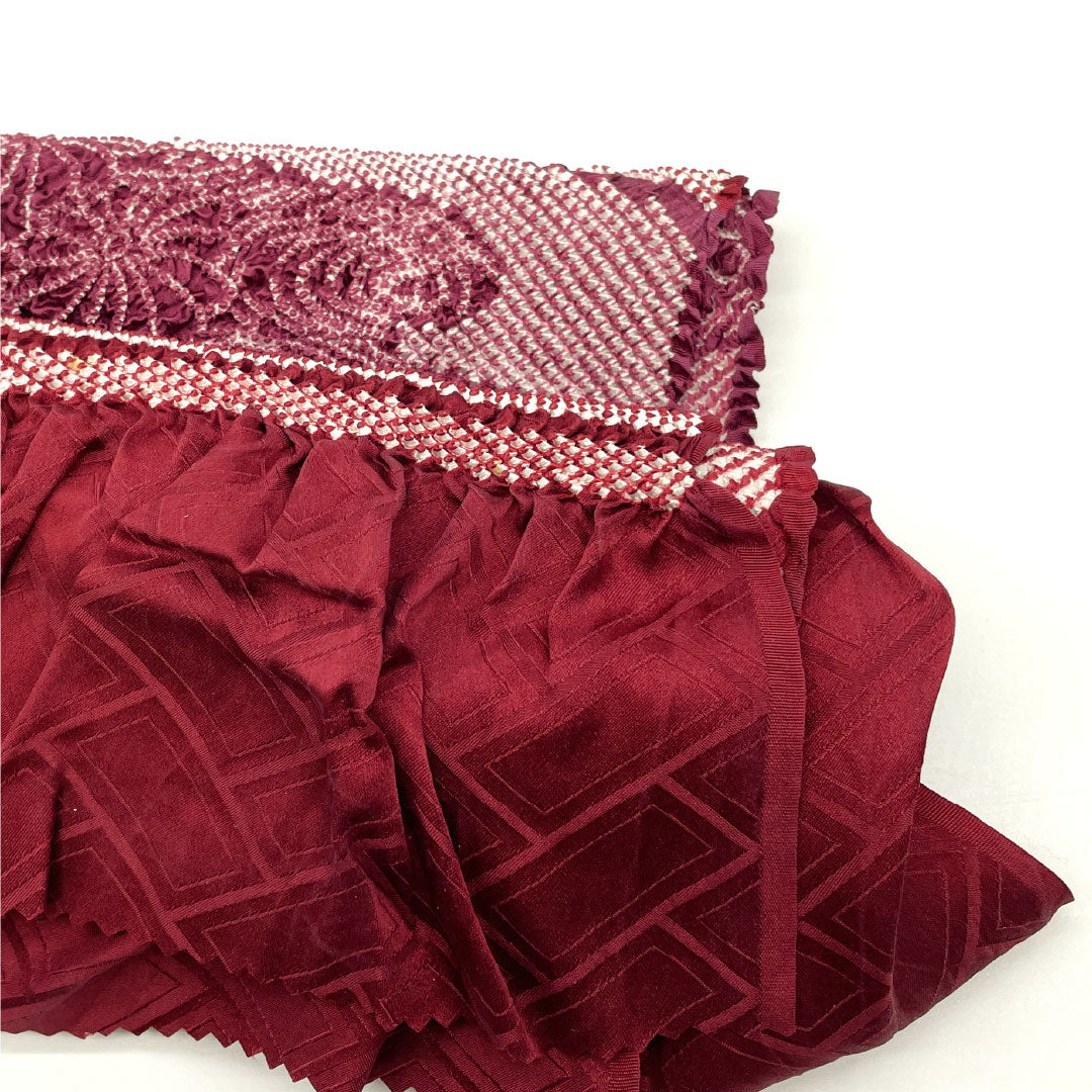 (New old stock) Obi-jime and obi-age set, genuine silk, A-rank, reddish purple, shibori, Kyo Yuzen, for furisode, length approx. 160cm, width approx. 1cm, semi-formal, purple-toned, 1141000513320