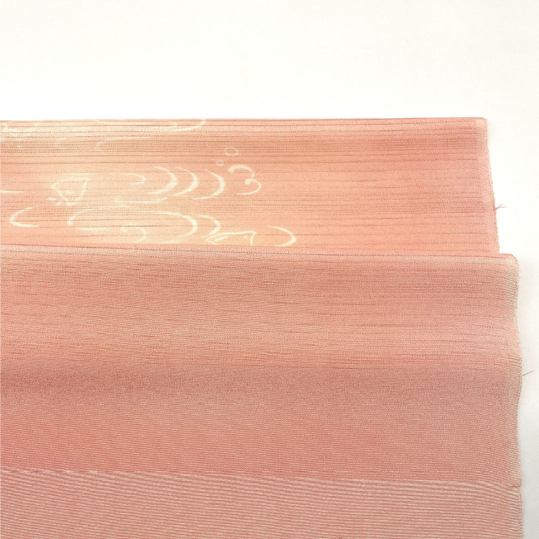 (Like New) Silk Obiage (Sash) - New, Casual, Otomeiro (Girl's Color) Summer, Houndstooth Pattern, Flowing Water Design, Approximately 178cm Long, Approximately 30cm Wide, Pink, Product Number: 1136001571913