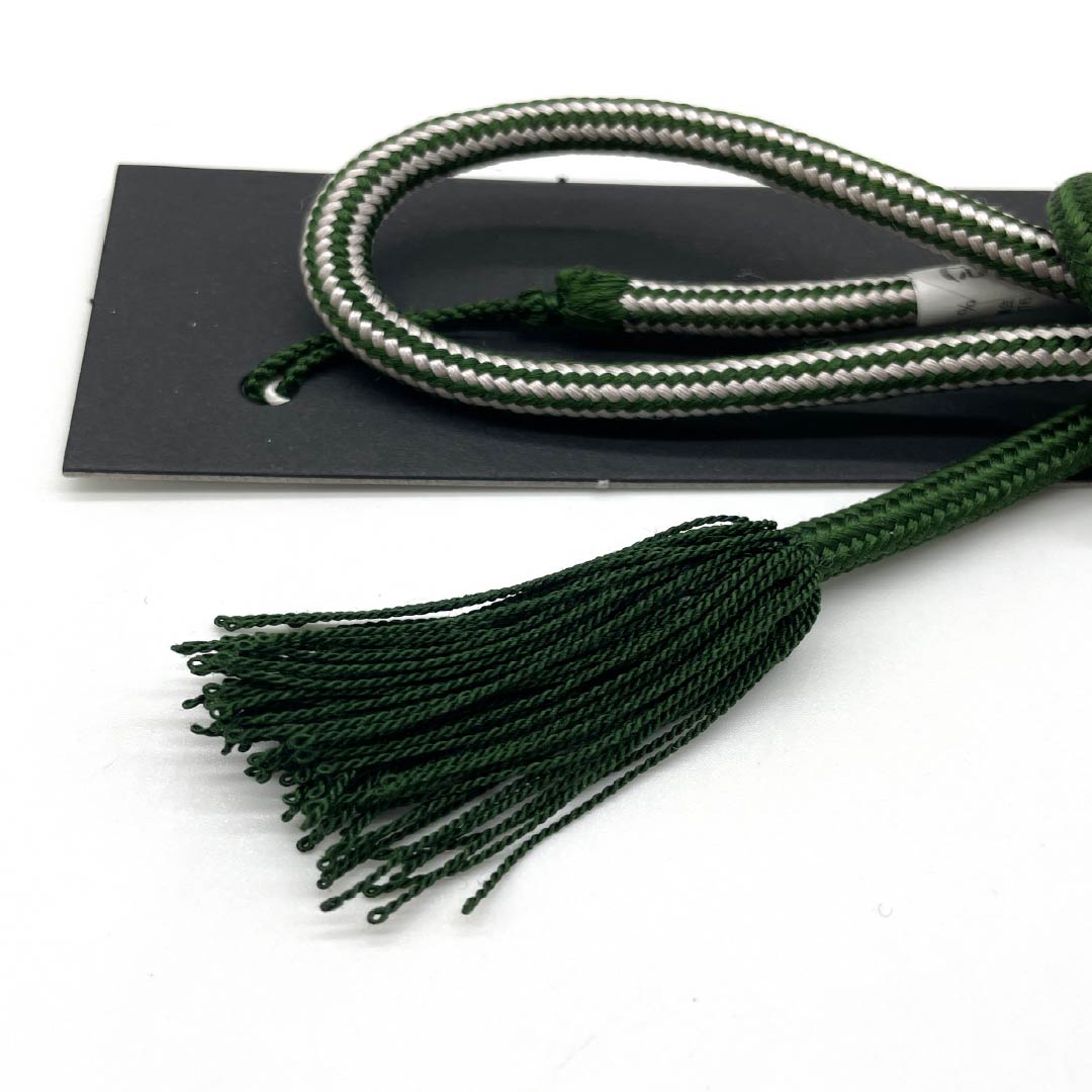Haori cord, pure silk, new rank, casual, velvet-colored, twisted tassels, moro rope knot, bow knot, round braid, green, 1121000131919