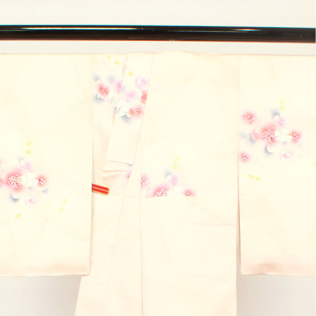 Komon, Length 151cm, Sleeve length 61cm, Awase, Otome color, Wet drawing Yuzen, Floral pattern, Pure silk, A rank, Pink 1115002923213