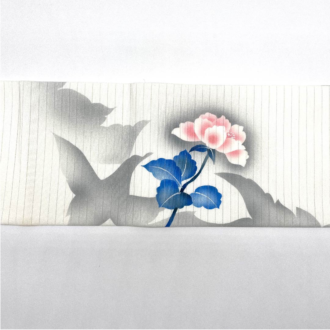 名古屋帯 白色 夏帯 絽 牡丹 染帯 帯丈373cm 正絹 Bランク ポイント柄 カジュアル 白系 1124004504311 名古屋仕立て