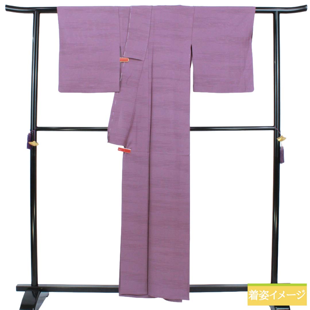 Summer Item Pure Silk Iromuji (Solid Color Kimono) A Rank Length 158.5cm Sleeve-to-Sleeve 65cm Hashitairo (Light Purple) Round with Ken Katabami (Crest) One Crest Kasumi Pattern Ro (Thin Silk) Purple System 1132003853320