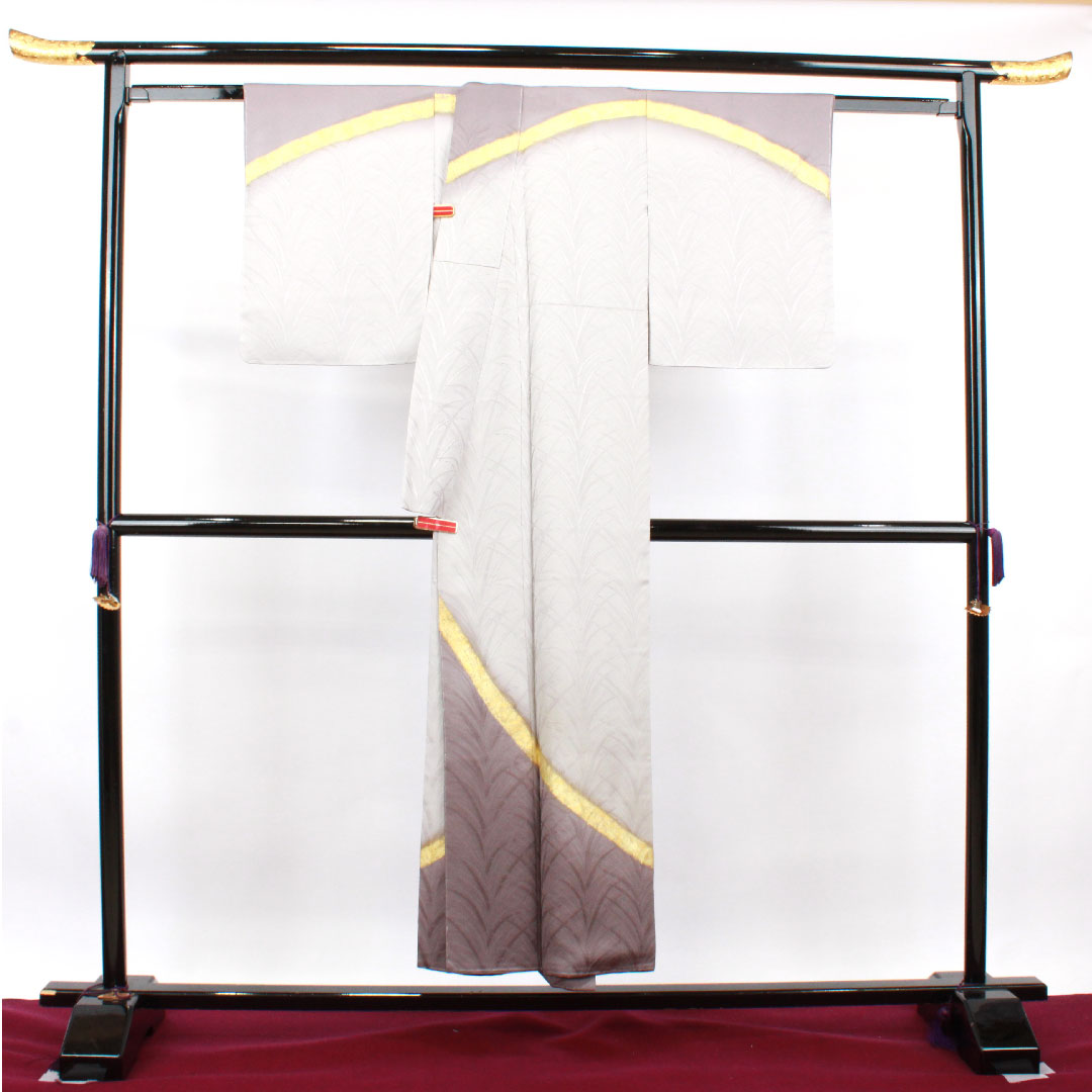 Homongi, pure silk, lined, length 150cm, sleeve length 62cm, Kumoi gray, Daiomatsu, artist's work, with basting thread, unused, S rank, gray, 1112002892122
