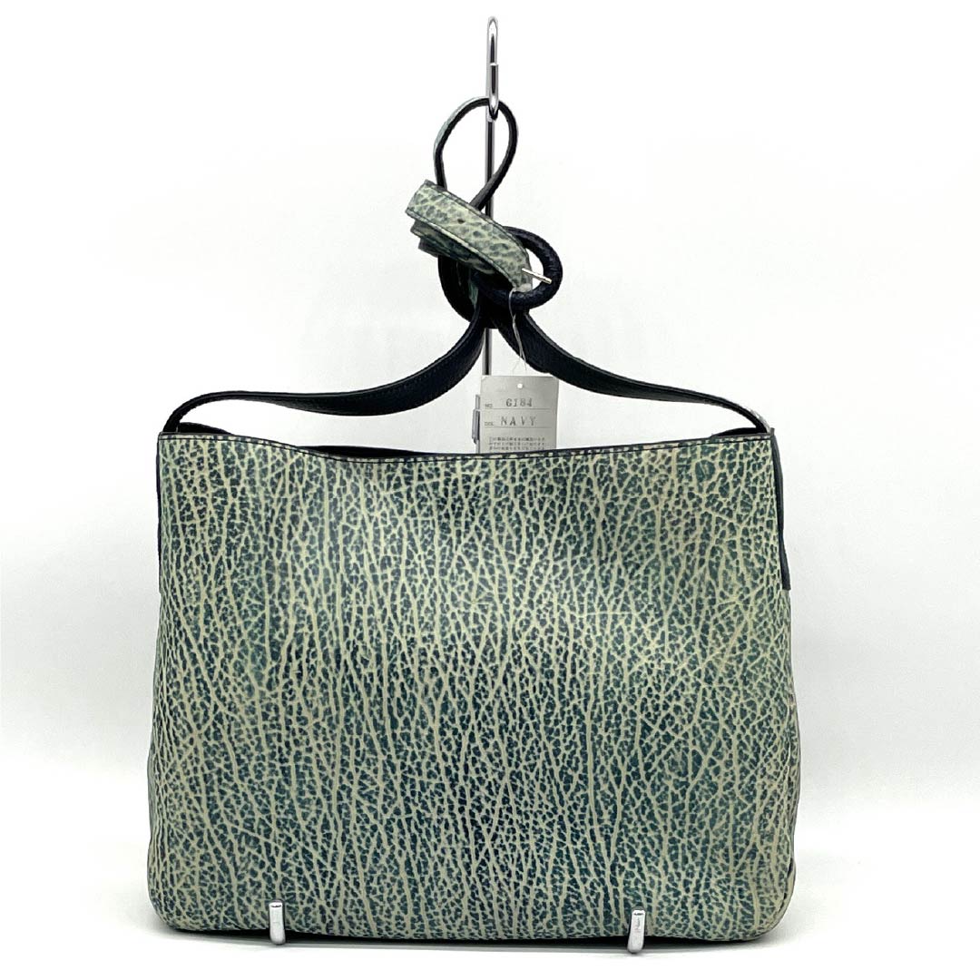 (Like New) Western-style Bag, Seal and Lizard Design, A-Rank, Like New, Seal and Lizard Design Shoulder Bag, Blue, 119700043317