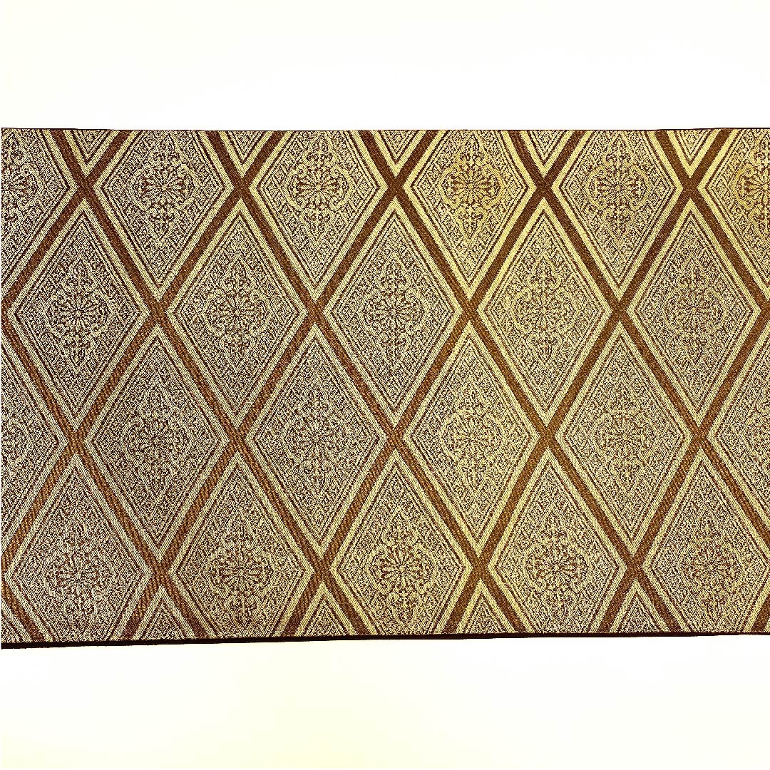 【未仕立】袋帯 正絹 Sランク 栗色(くりいろ) 菱形 華文 帯丈430cm 六通 フォーマル 茶系 1123003092314