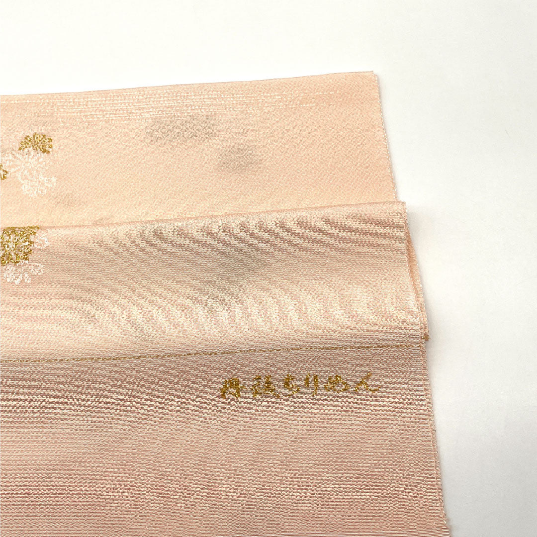 (新古品)帯揚げ 正絹 NEWランク セミフォーマル 乙女色(おとめいろ) 丹後ちりめん 花柄 刺繍 長さ約176cm 幅約29cm ピンク系 1136001301913