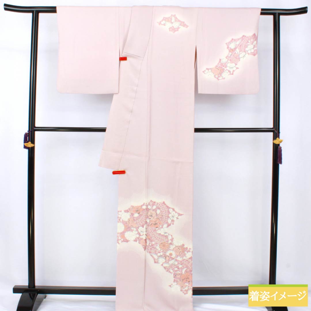 訪問着 正絹 Aランク 袷 身丈170.5cm 裄丈66cm 桜色(さくらいろ) 辻ヶ花 ピンク系 1112007163613