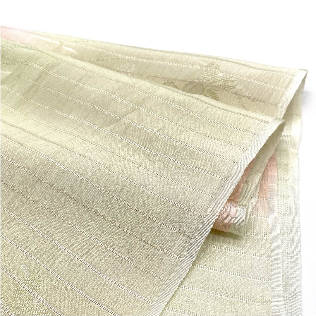 帯揚げ 正絹 セミフォーマル 曙色(あけぼのいろ) 硫黄色(いおういろ) 絽 夏用 長さ約176cm 幅約30cm Sランク ピンク系 1136000662913