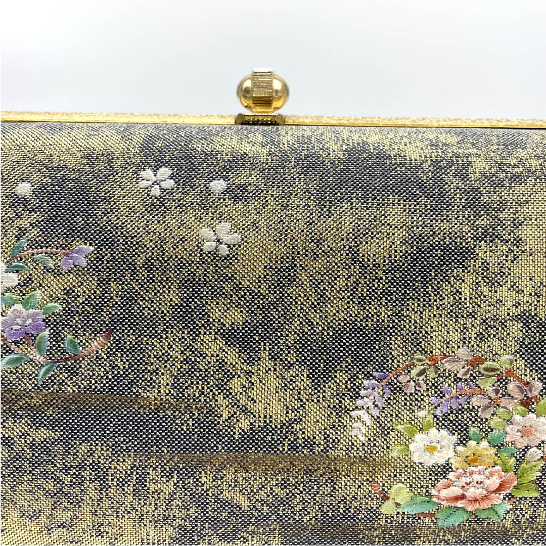 (新古品)草履バックセット フォーマル 金色(きんいろ) 未使用品 四季の花 花柄 Mサイズ 金系 Sランク 1133000172321