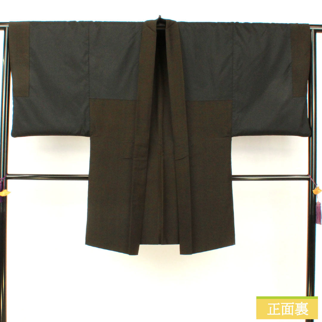 男物 正絹 Aランク 身丈96.5cm 裄丈68cm 縞 茶系 1119001553114