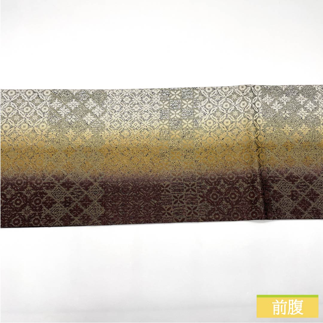 Pure silk obi with a cloisonne flower diamond pattern, length 450cm, S rank, full-length, semi-formal, gradient pattern, product number 1123014852499