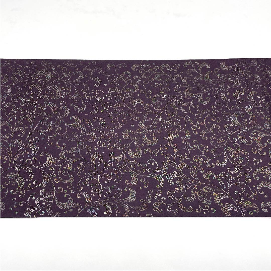 Fukuro Obi (purple raven-colored obi) with a chintz pattern by Kondaya Genbei, obi length 446cm, pure silk, S rank, six-pass, casual, purple, 1123006792320