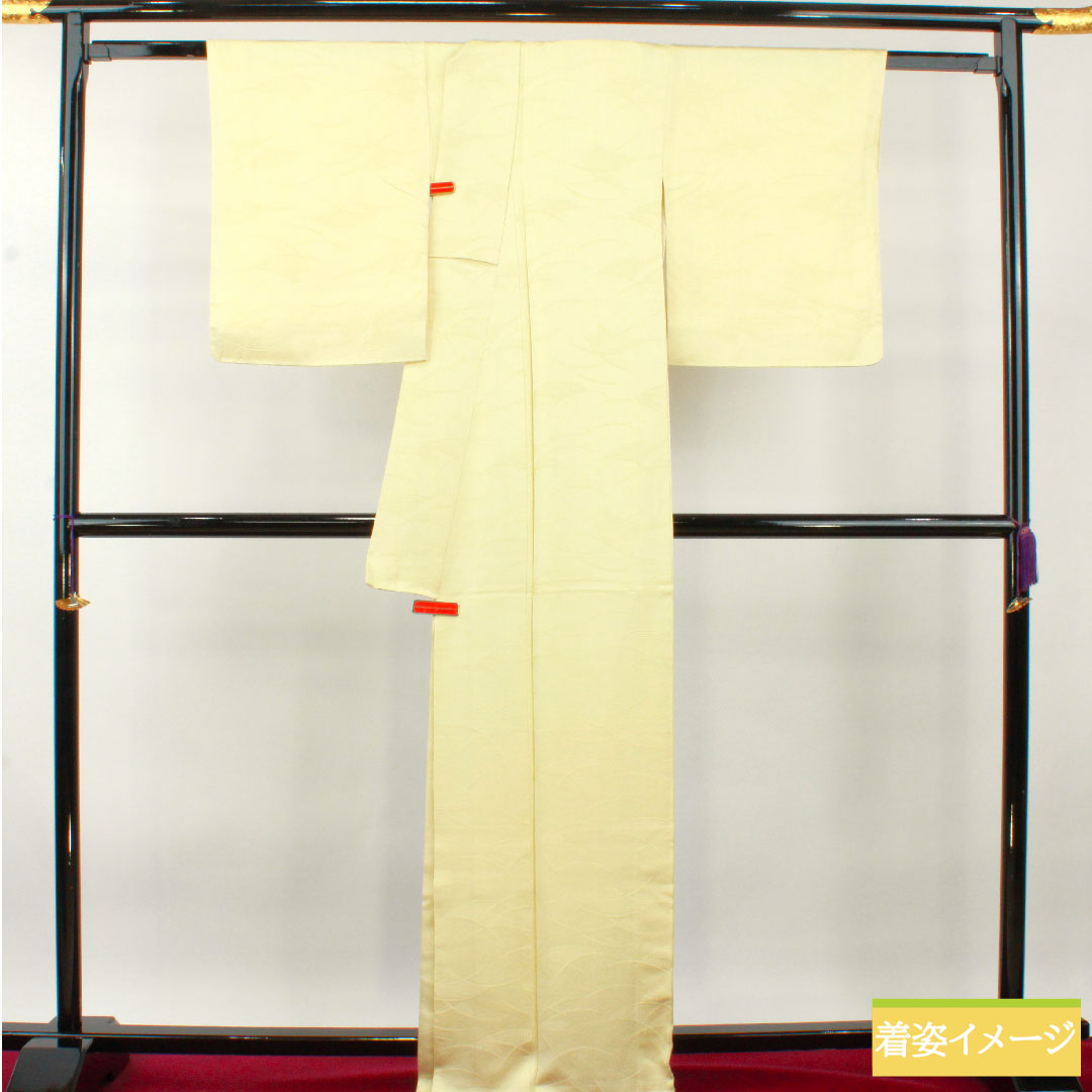 Plain color, pure silk, length 165.5cm, sleeve length 66cm, fang yellow, abstract pattern, 30% bellflower in the middle shade, with basting thread, lined, S rank, cream color, 1114001412515
