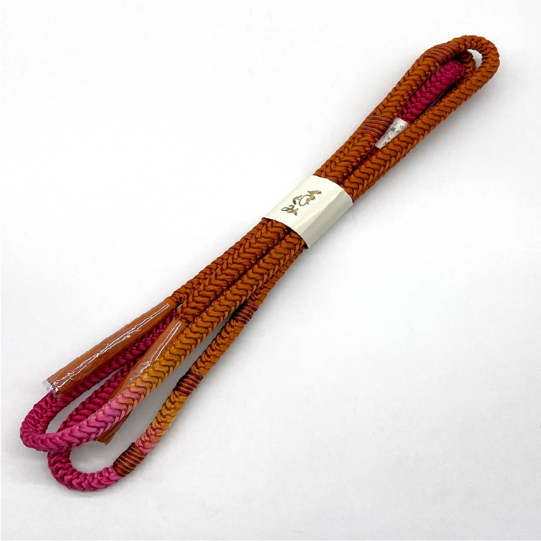(Like new) Silk Obi-jime (sash band) in ochre, new condition, round braid, approximately 169.5cm long and 1cm wide, casual, brown, product number 1135004321314