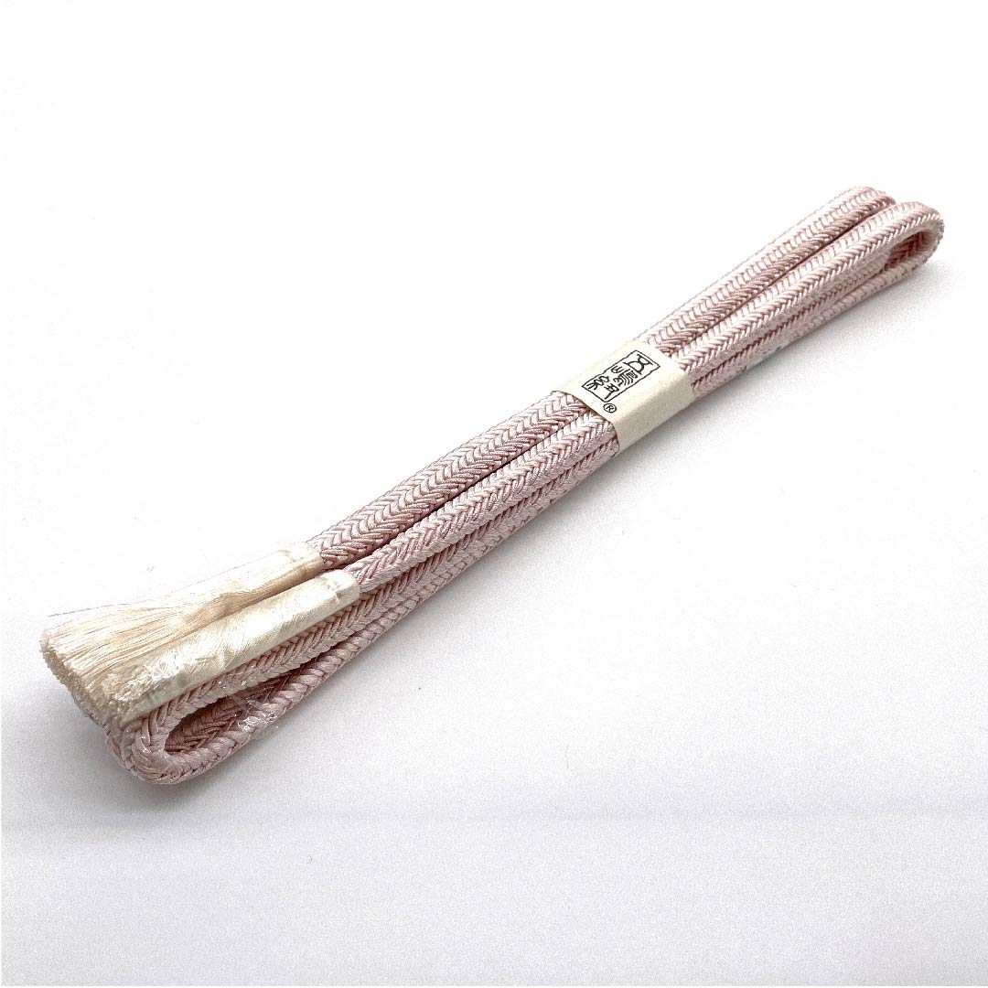 (新古品) 帯締め 正絹 四分紐 桜色(さくらいろ) 五嶋紐 江戸組紐 新古品 長さ約162cm 幅約1.2cm カジュアル Sランク ピンク系 1135002502313