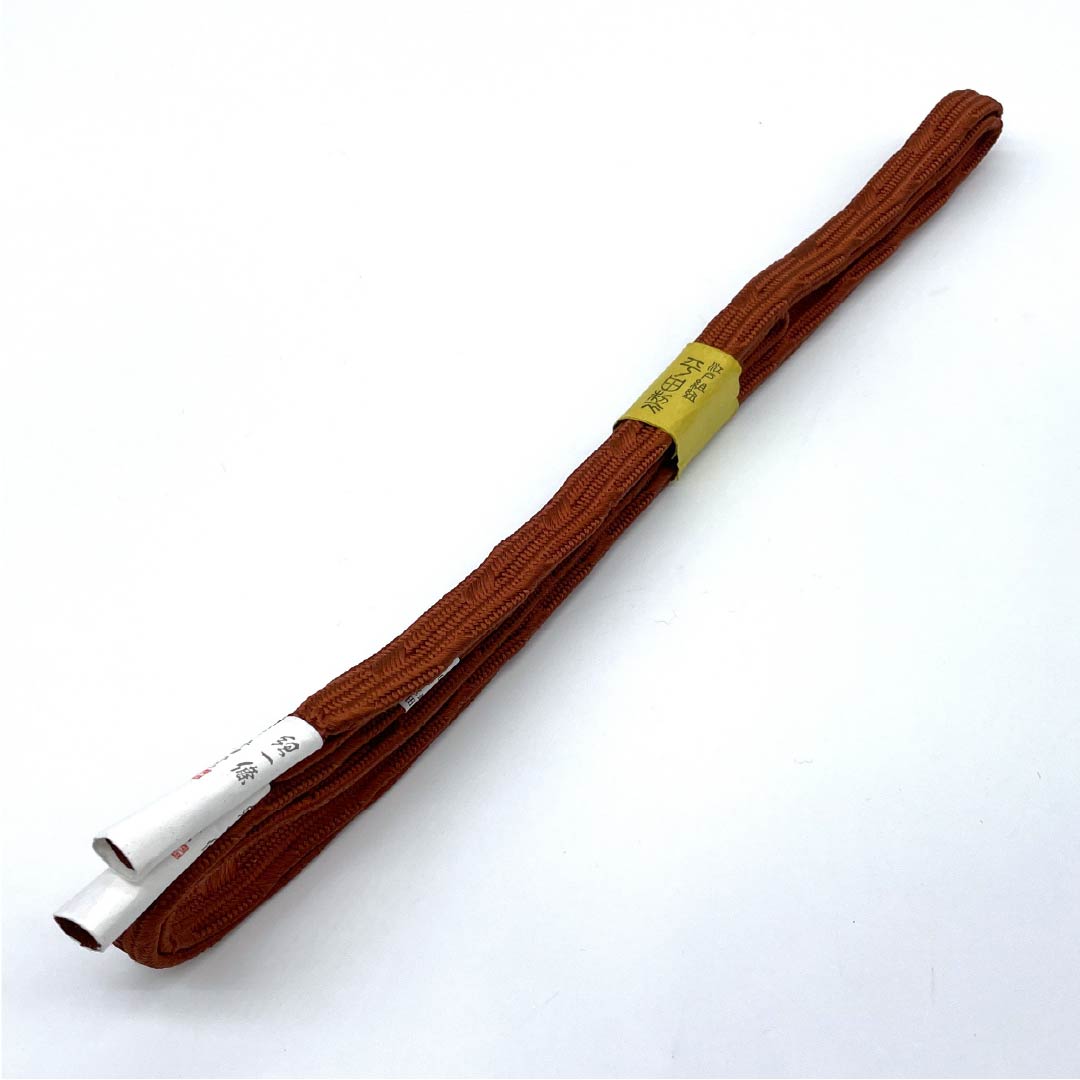 (新古品) 帯締め 正絹 四分紐 赤蘇芳色(あかすおういろ) 平田組紐 貝ノ口浮舟 長尺 長さ約180cm 幅約1.5cm セミフォーマル NEWランク 茶系 1135003341414