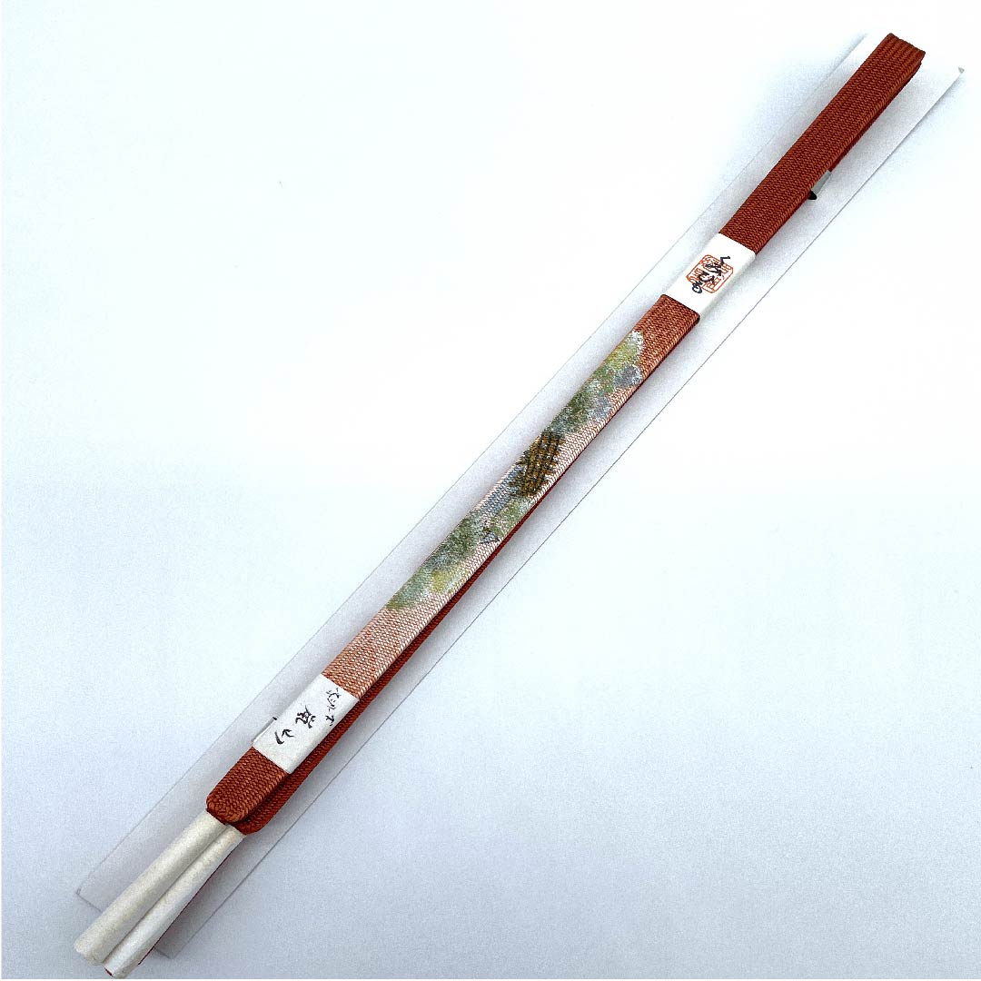 (新古品) 帯締め 正絹 四分紐 弁柄色(べんがらいろ) 中村勝雲作 嵐山 手描き 長さ約162cm 幅約1cm セミフォーマル Sランク 橙系 1135000062926