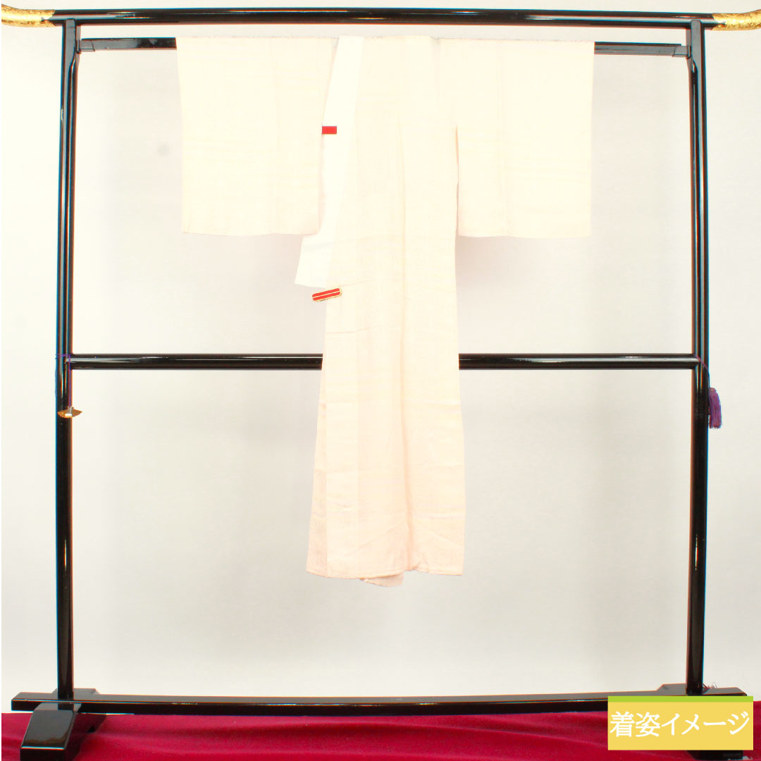 長襦袢 正絹 身丈125.5cm 裄丈64.5cm 単衣 曙色(あけぼのいろ) ぼかし染 麻の葉 Aランク ピンク系 1129000703313