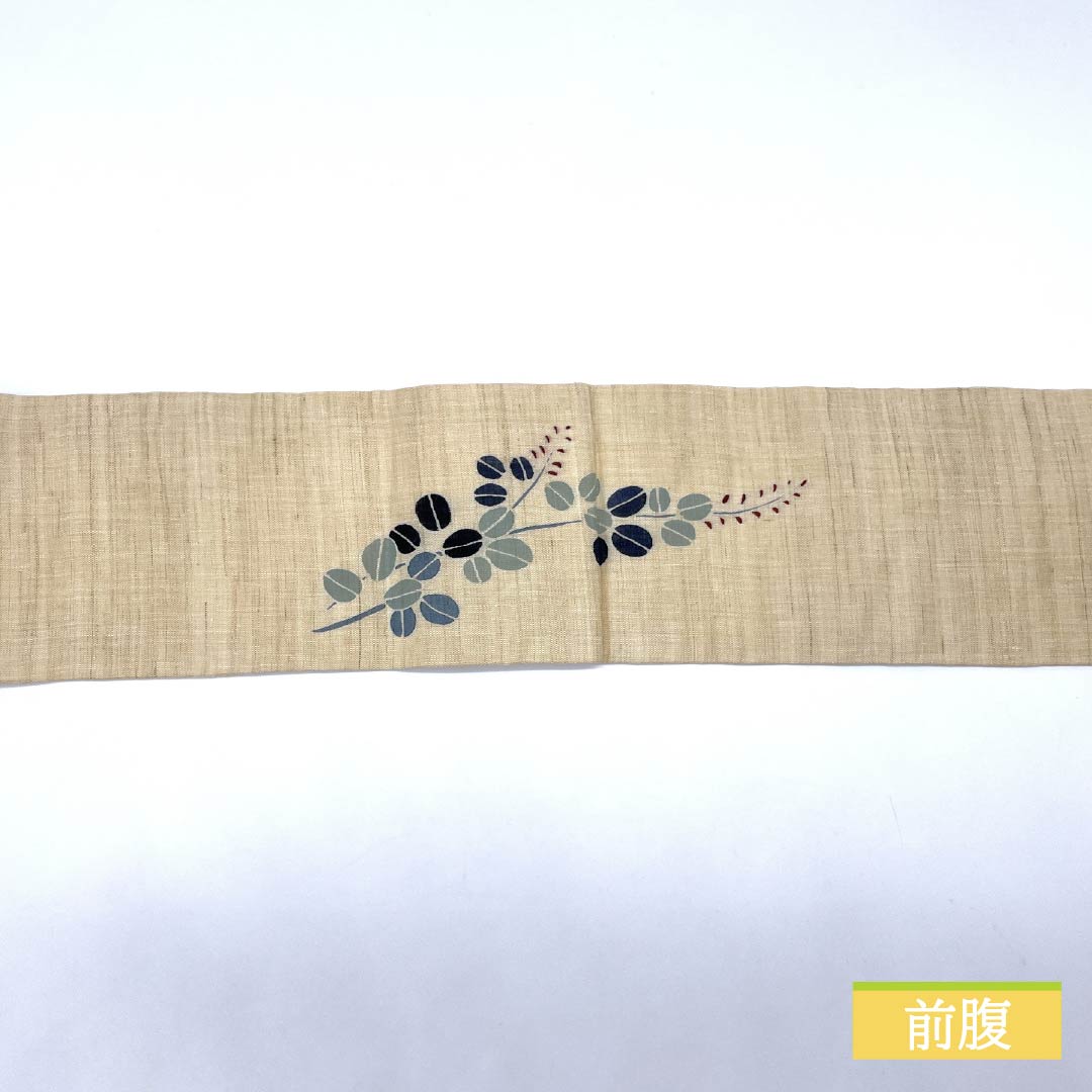 Nagoya obi, hemp, off-white, summer obi, Kyoto Bingata style, Bingata style, obi length 350cm, S rank, point pattern, casual, cream color, 1124007952315, Nagoya style
