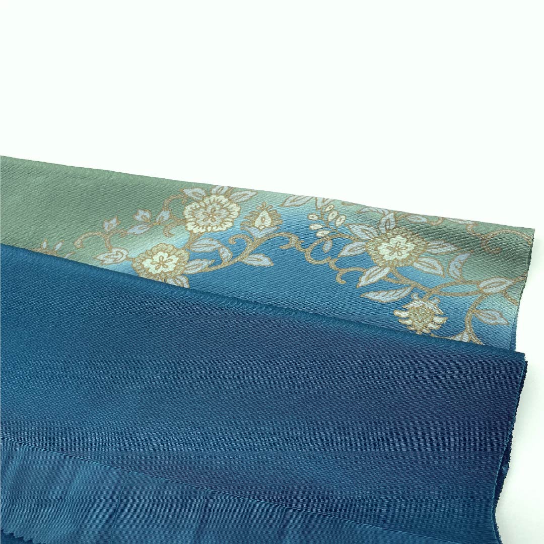 Obiage, pure silk, A rank, semi-formal, nando-iro (dark blue-gray), floral pattern, length approx. 173cm, width approx. 30cm, blue系 (blue tones), 1136002493917