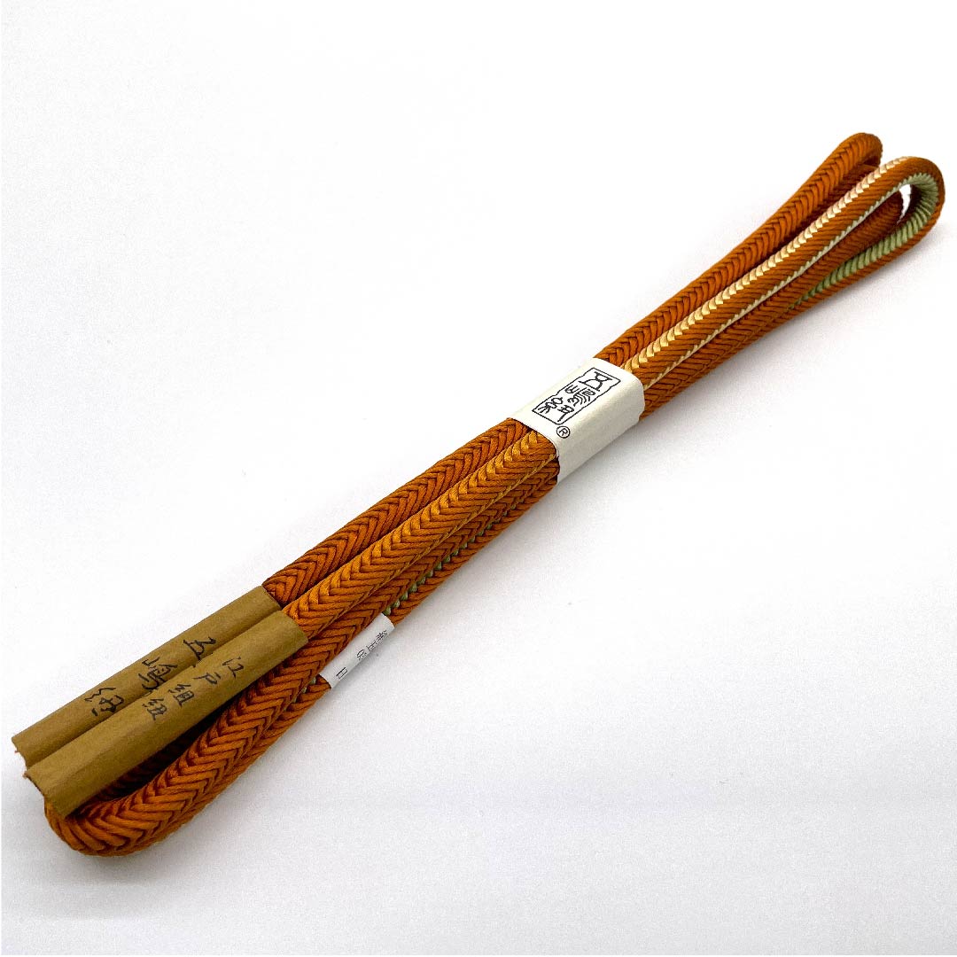 (New old stock) Obi-jime (belt fastener) made of pure silk, quarter-length cord, carrot color, Goshima cord, Edo-kumihimo, round-grip, length approx. 162cm, width approx. 1.2cm, casual, S rank, orange, 1135001972926