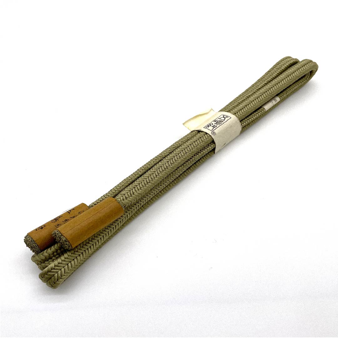 (New old stock) Obi-jime (belt fastener) made of pure silk, quarter-length cord, Rikyu color, Goshima cord, Edo braid, new old stock, length approx. 159cm, width approx. 1.2cm, casual, S rank, green, 1135002572319