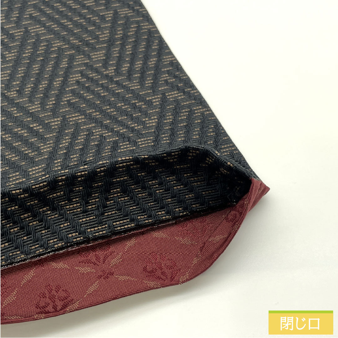 (New) Half-width obi, polyester, NEW rank, Koetsu-cha (dark reddish brown) and Akacha (reddish brown),菱型 (lozenge) and abstract floral pattern, reversible, obi length 400cm, brown tones, 1125002511414
