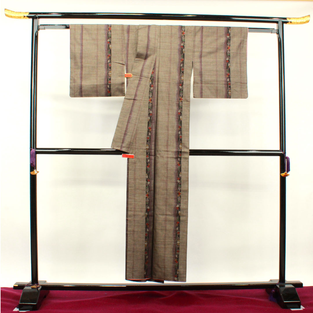大島紬 身丈150cm 裄丈62.5cm 経緯絣 9マルキ 正絹 Aランク 袷 茶系 1116002753114