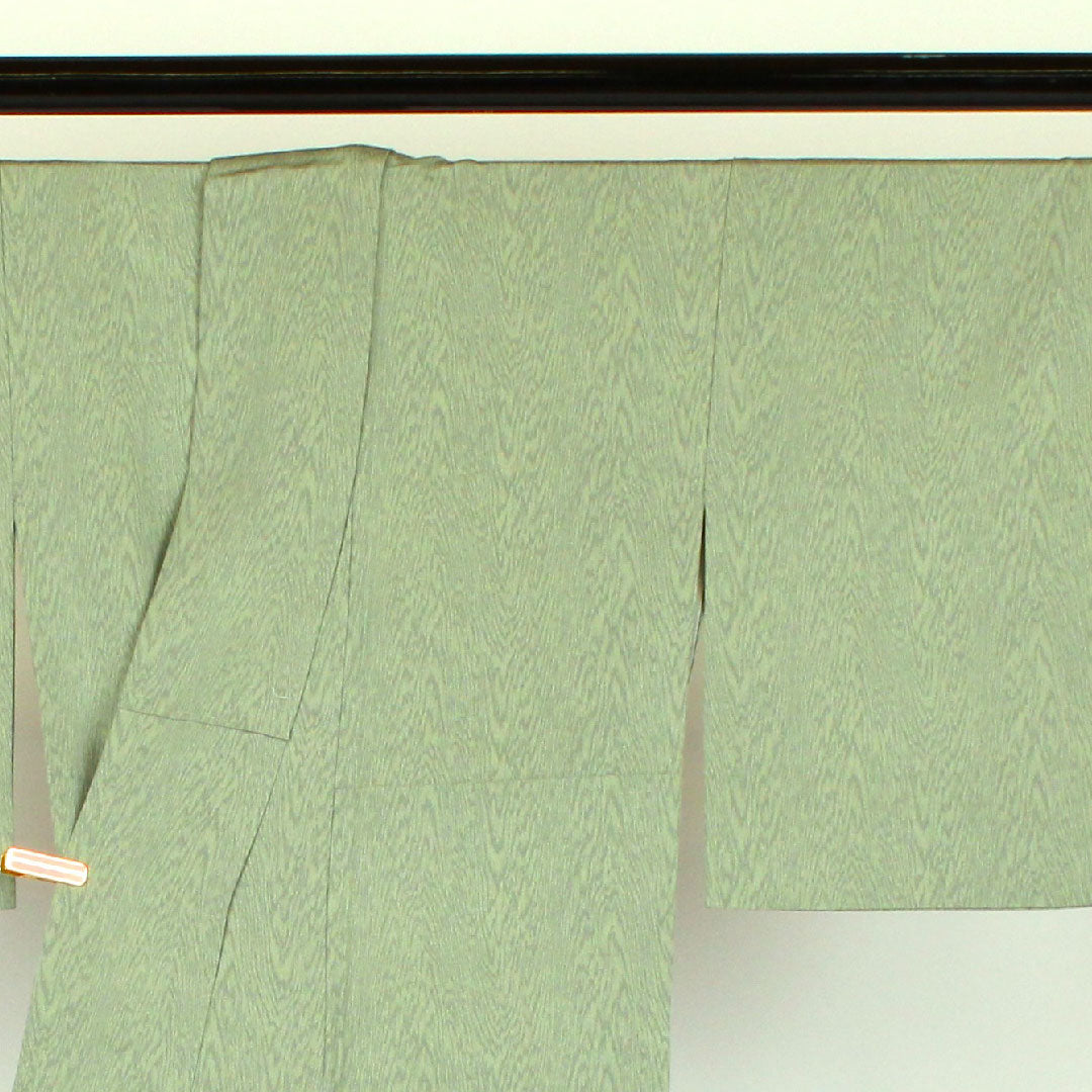 Komon, Length 160cm, Sleeve length 63cm, Awase, Geometric pattern, Pure silk, A rank, Green, 1115000233319