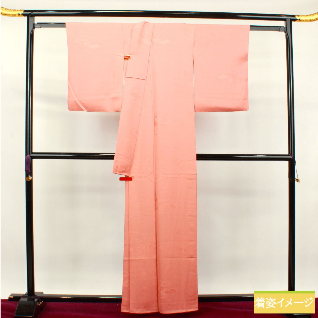 Plain color, pure silk, length 161cm, sleeve length 64cm, washed vermilion, auspicious motif, lined, S rank, pink, 1114001122413