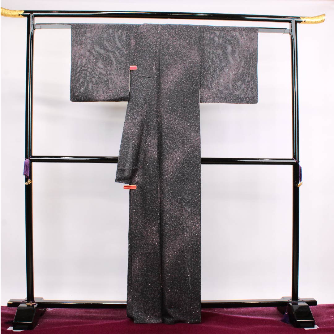 Summer pure silk komon length 163.5cm sleeve length 65cm black polka dot silk A rank black 1132000113410