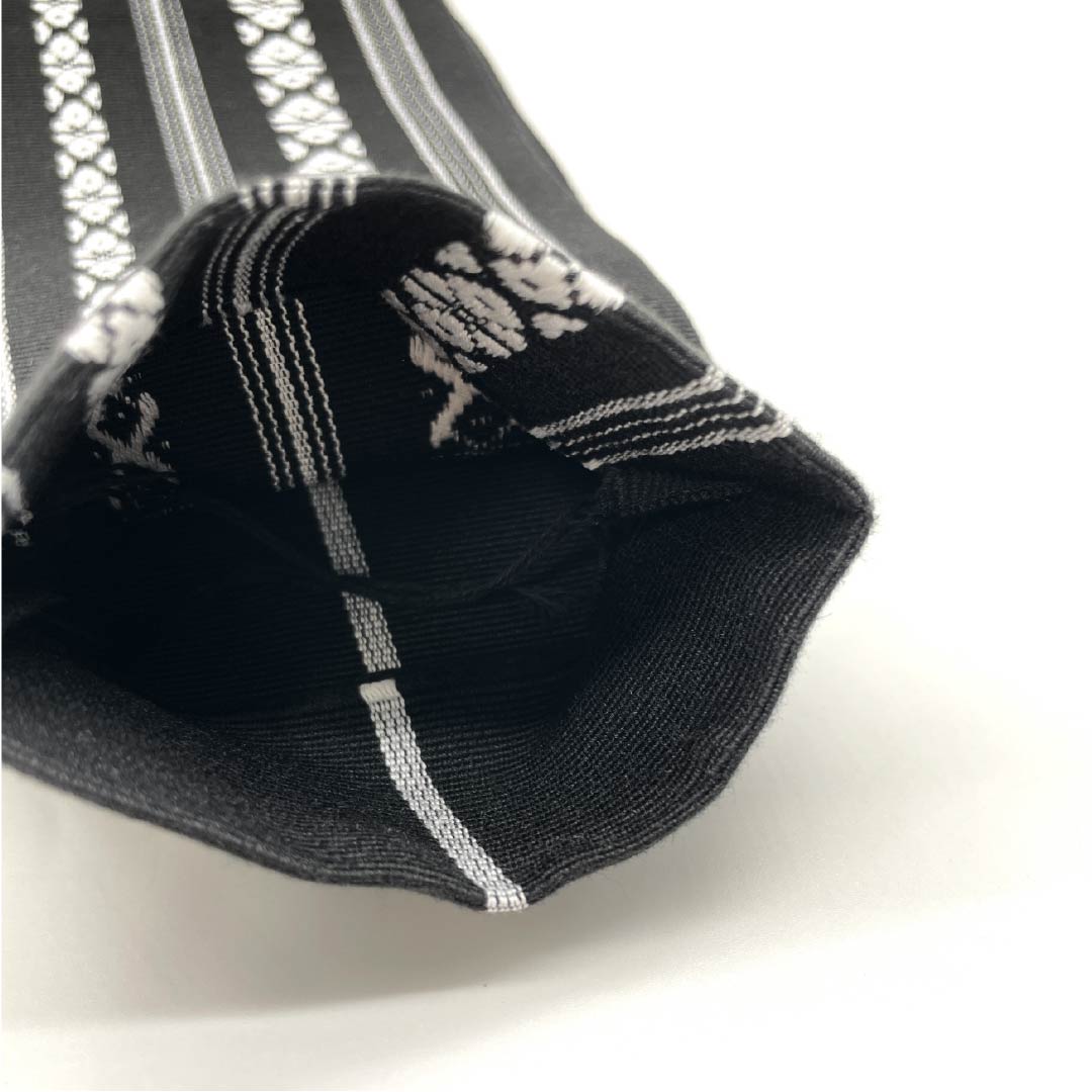 (Unmade) Kaku-obi (cotton sash), Hakata-ori, Kenjo pattern, reversible, obi length 394cm, width 9.5cm, S rank, black, 1134000482910