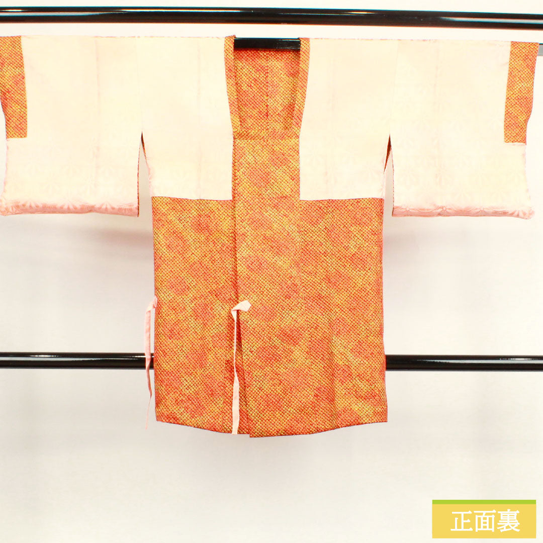 Michiyuki coat, pure silk, length 87cm, sleeve length 63.5cm, scarlet brown, all-dyed, pique dyed, S rank, lined, brown, 1117000712914