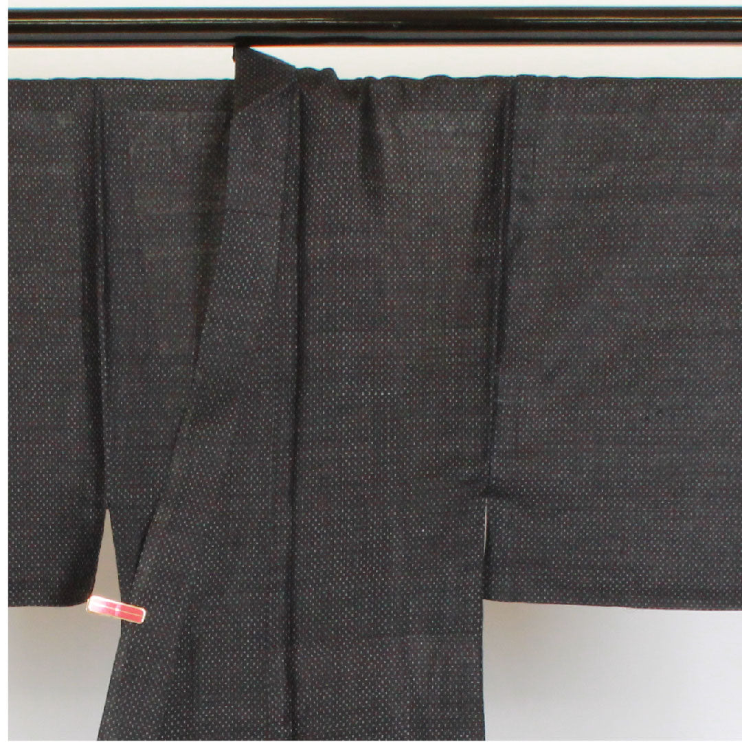 男物 身丈142cm 裄丈66cm 重要無形文化財 蚊絣 宮古上布 麻 Sランク 単衣 黒系 1119000172410