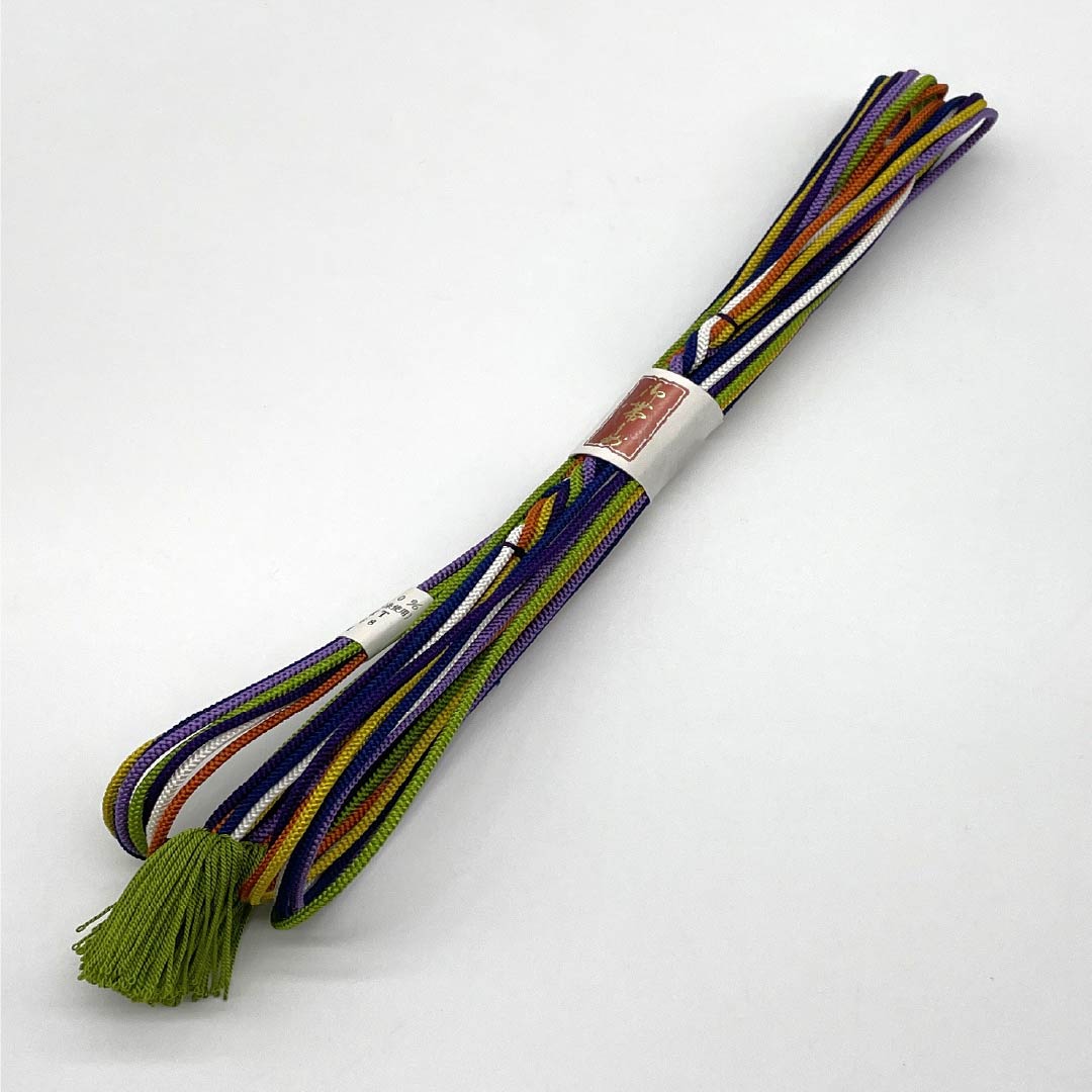 (Like new) Pure silk obijime (sash band), S-rank, colorful and stylish, with twisted tassels, approximately 159cm long and 1.1cm wide, casual, gradient finish. Product number: 1135004932399