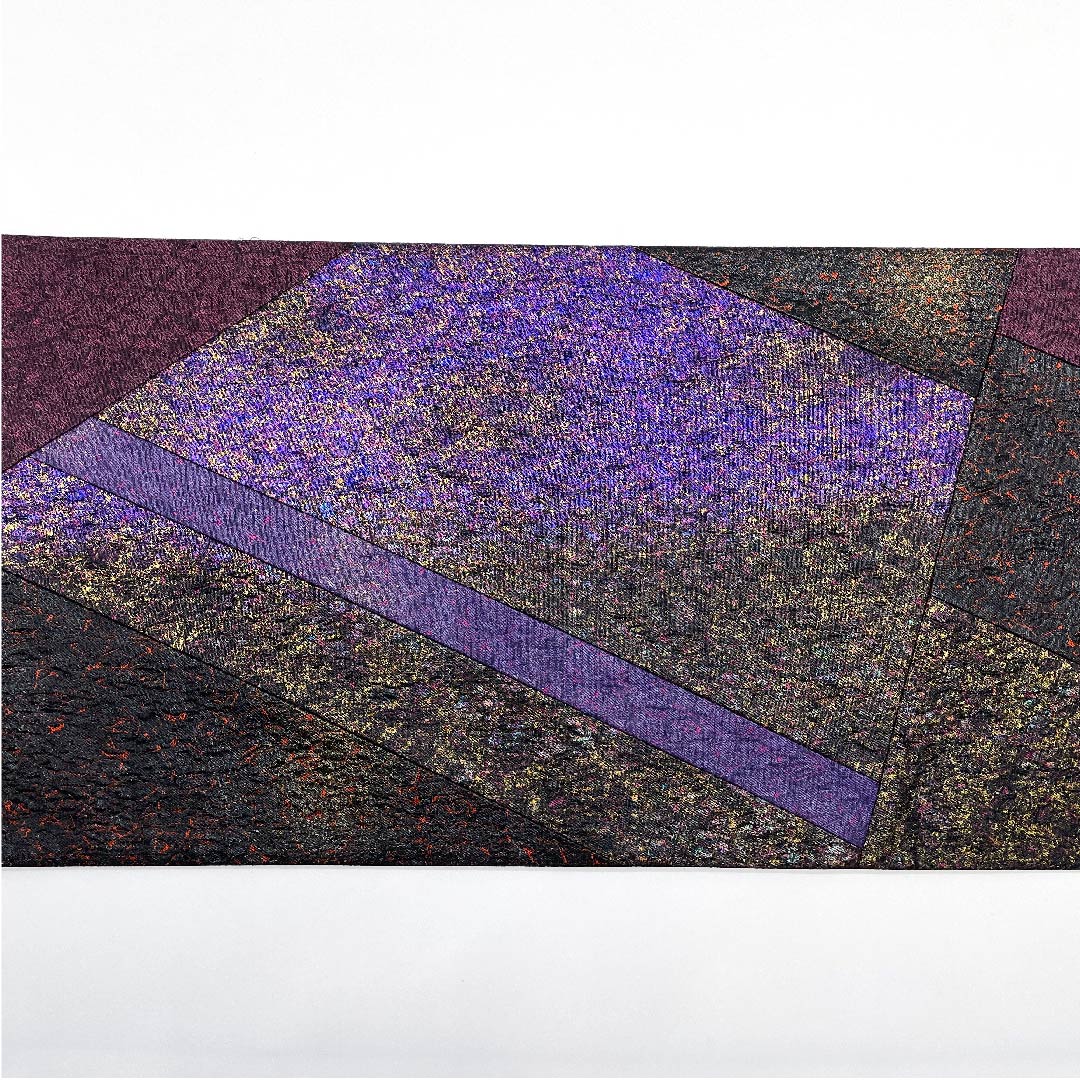 Fukuro Obi (Sash) in Nambu navy blue (Nambushikon-iro) with cut inlay by Sayoko Yamaguchi, geometric pattern, obi length 460cm, pure silk, A rank, six-way, semi-formal, gradation style, 1123009743499