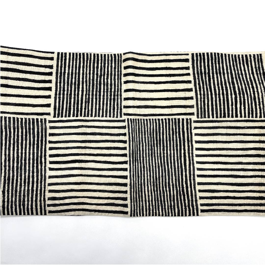 Fukuro Obi (sash) in off-white (kinari-iro) with checkered pattern and monotone pattern, obi length 446cm, pure silk, A rank, six-pass, casual, beige, 1123009223325