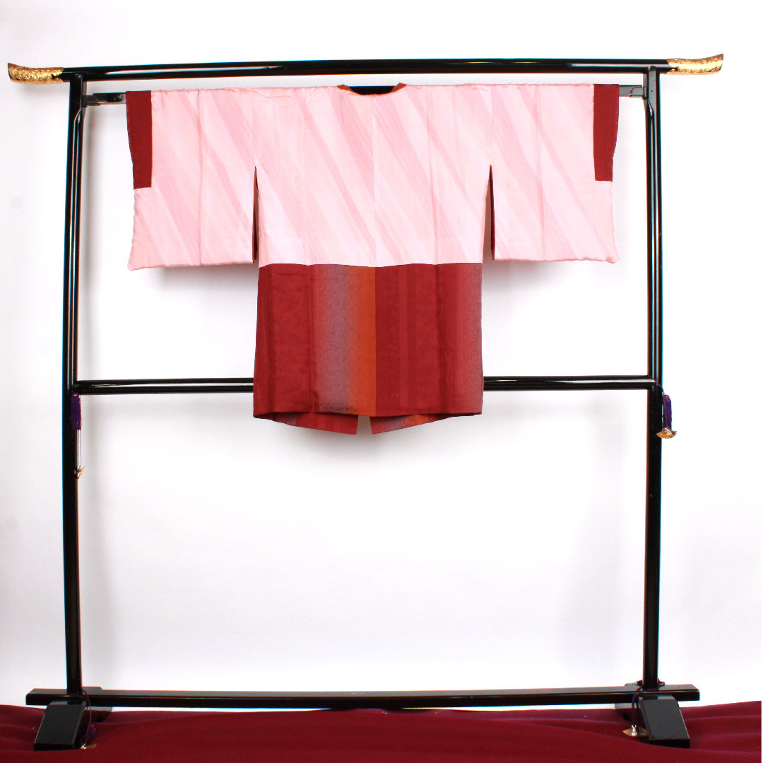道行コート 身丈85cm 裄丈64.5cm 暗紅色色 ボカシ模様 正絹 Sランク 袷 紫系 1117000422920
