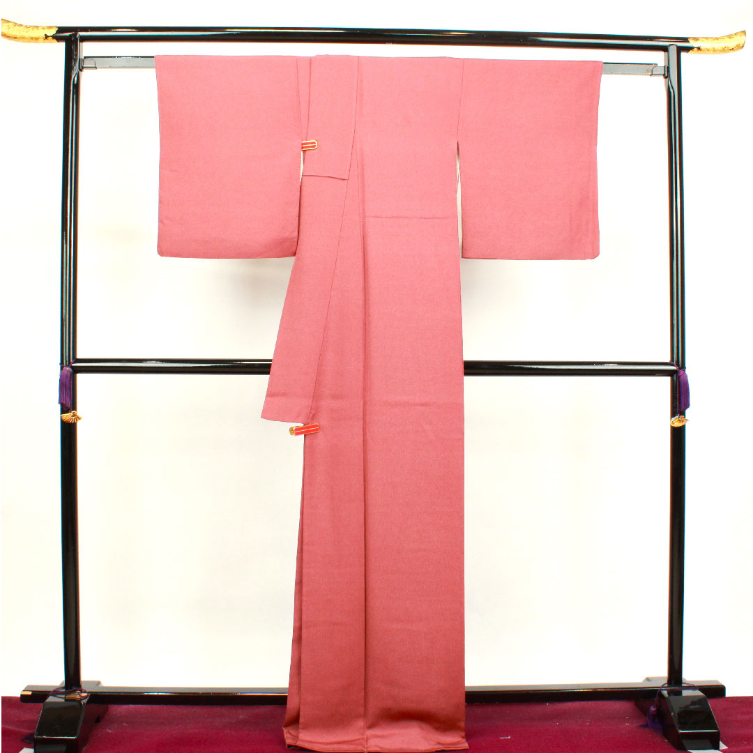 小紋 身丈172cm 裄丈67.5cm 袷 蘇芳色 江戸小紋 草木染 行儀 正絹 Sランク 赤系 1115003502612