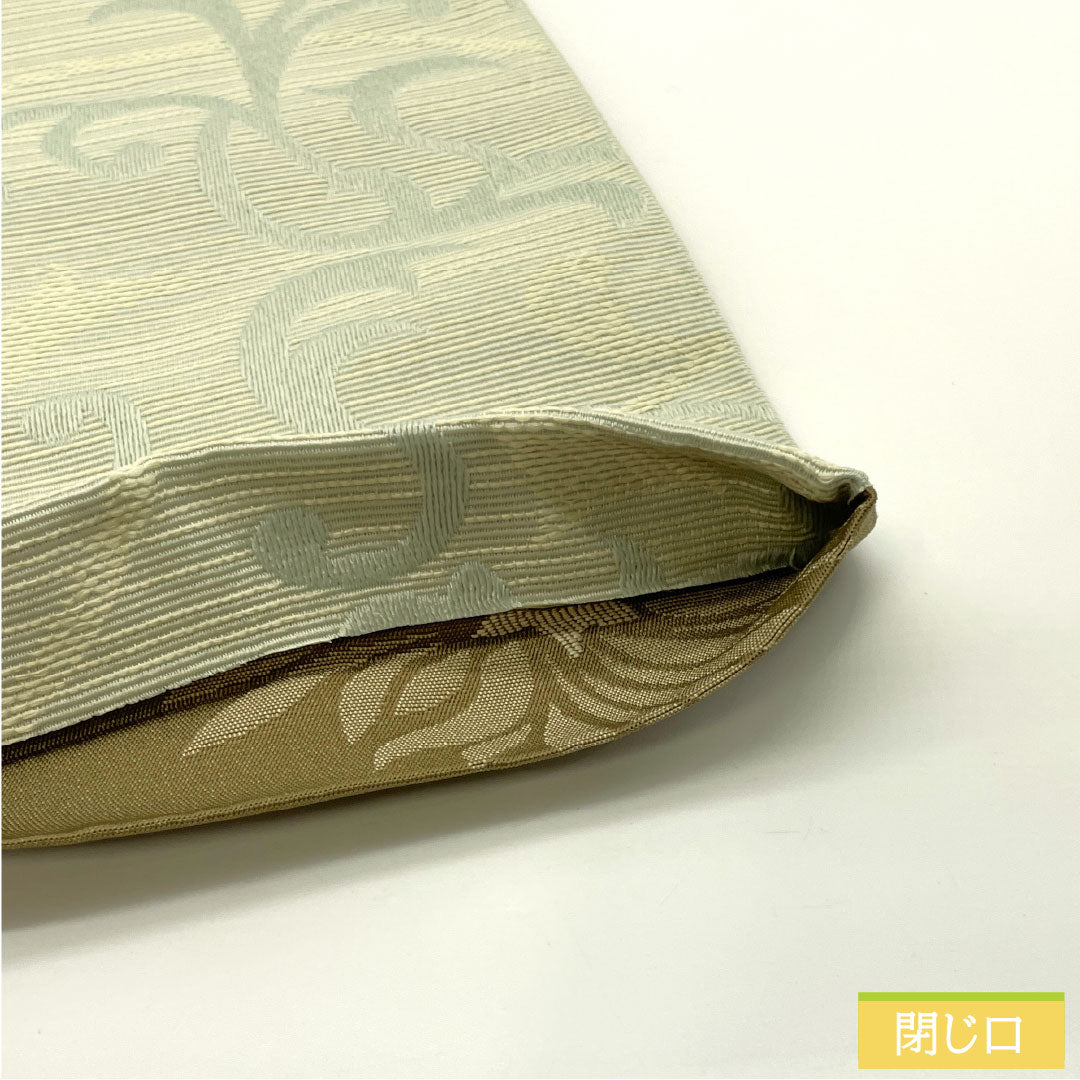 (New) Half-width obi, polyester, NEW rank, white-green (byakuryoku-iro) and rust Rikyu-iro, vine pattern, floral pattern, reversible, obi length 400cm, blue tones 1125002601417