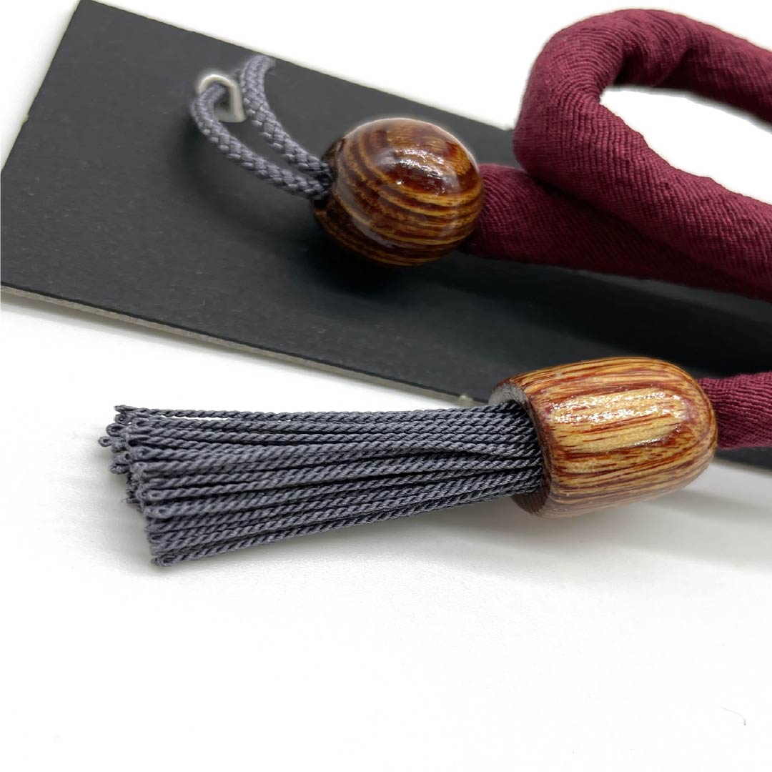 Haori cord, pure silk, new rank, casual, deep purple, twisted tassel, moro rope knot, bow knot, round hook, purple, 1121000061920