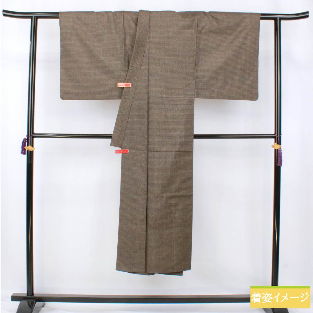 Men's Silk S-Rank Kimono, Length 139cm, Sleeve Length 68.5cm, Chestnut-Colored Oshima Tsumugi 100 Tortoiseshell Pattern Ensemble, Lined, Brown, Product Number 1119001382314