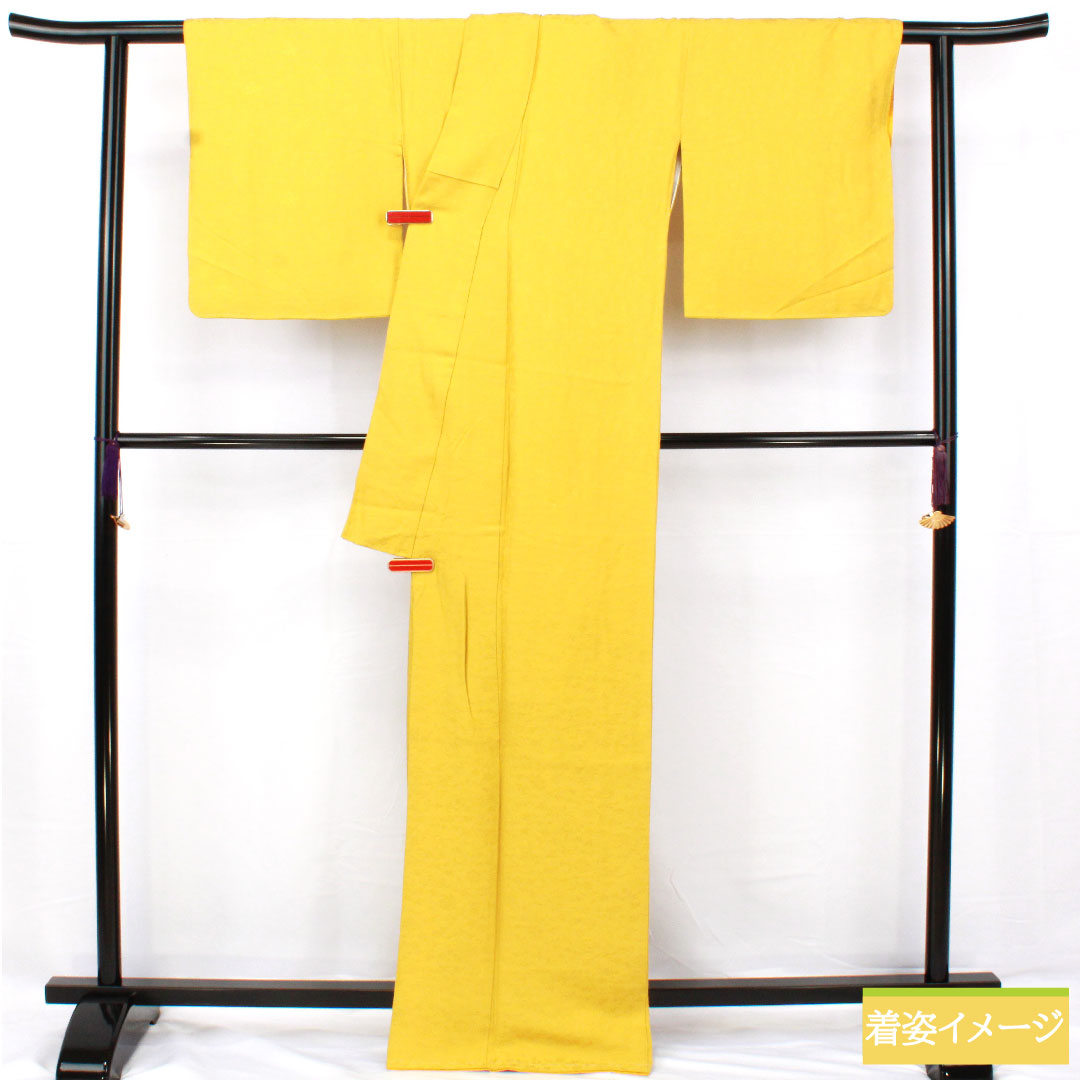 Plain color, pure silk, length 168cm, sleeve length 65.5cm, light yellow, arabesque pattern, lined, A rank, yellow, 1114001673523