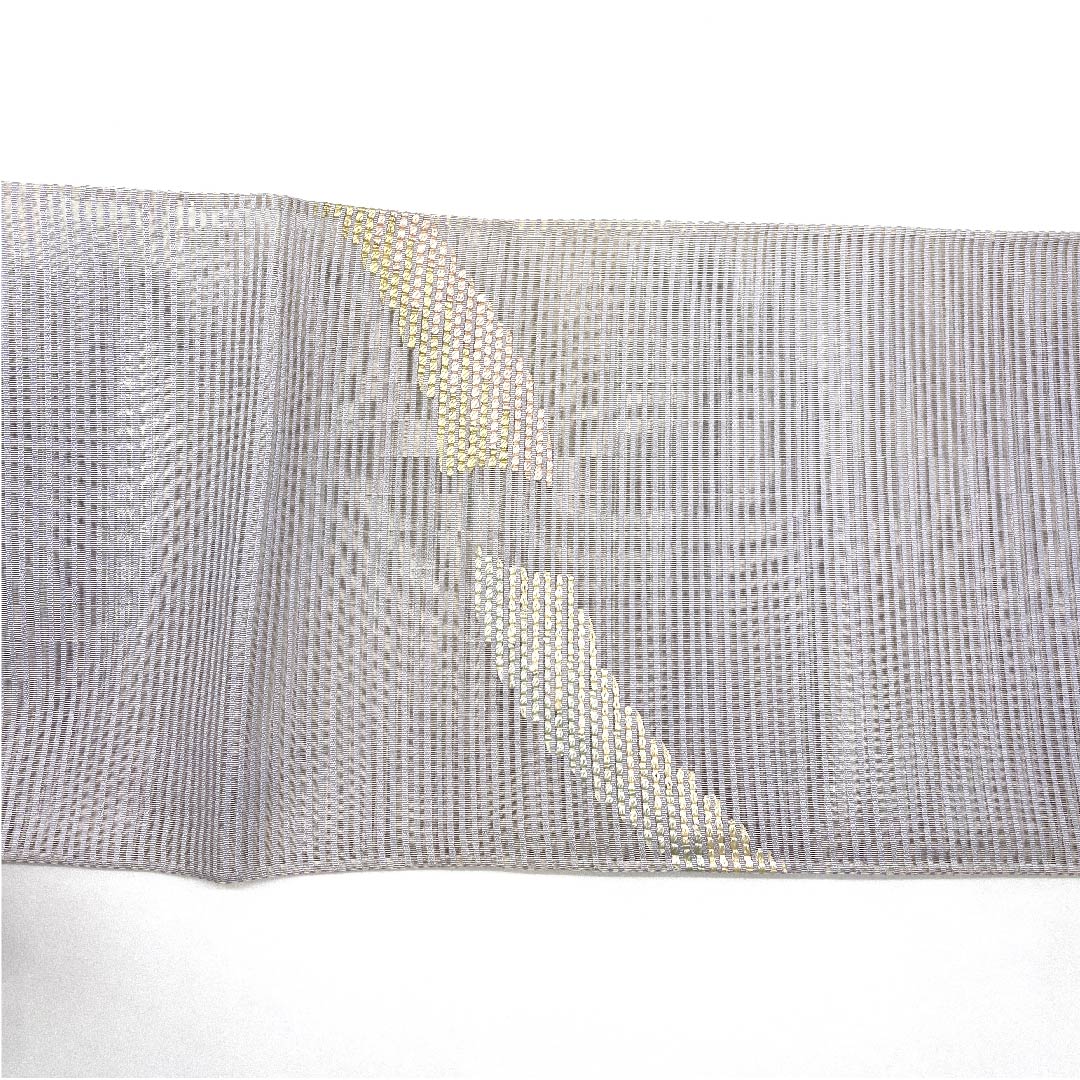 (Brand new, unused) Fukuro Obi, Summer Obi, White Copper Color, Geometric Pattern, Summer Obi Length 452cm, Pure Silk, NEW Rank, Point Pattern, Semi-Formal, Gray, 1123008491422