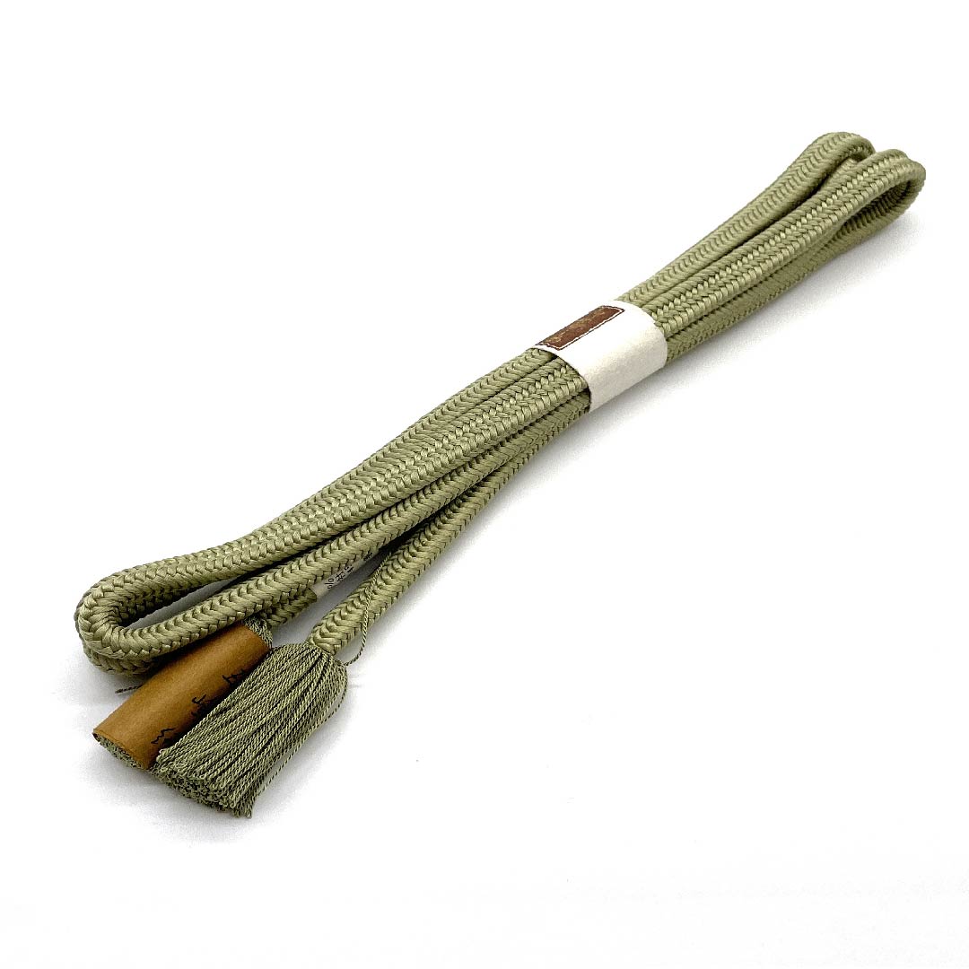 (新古品) 帯締め 正絹 四分紐 裏柳色(うらやなぎいろ) 五嶋紐 江戸組紐 新古品 長さ約159cm 幅約1.2cm カジュアル Sランク 緑系 1135002582319